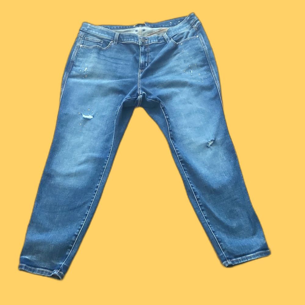 Lane Bryant Size 20 Jeans Gold and Silver Paint Splatter Detail